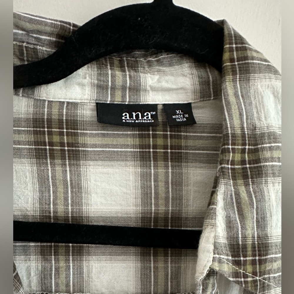 ANA XL PLAID 3/4 LENGTH SLEEVE SHIRT TOP